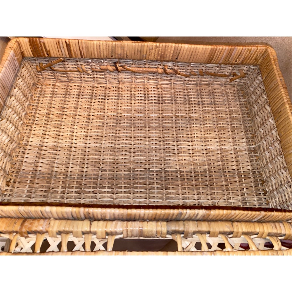 Vintage Picnic Basket Woven Rattan Wicker Lid Hinge Closure Countrycore - Picture 9 of 11